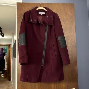 Beautiful Long Maroon and Black Andrew Marc Coat